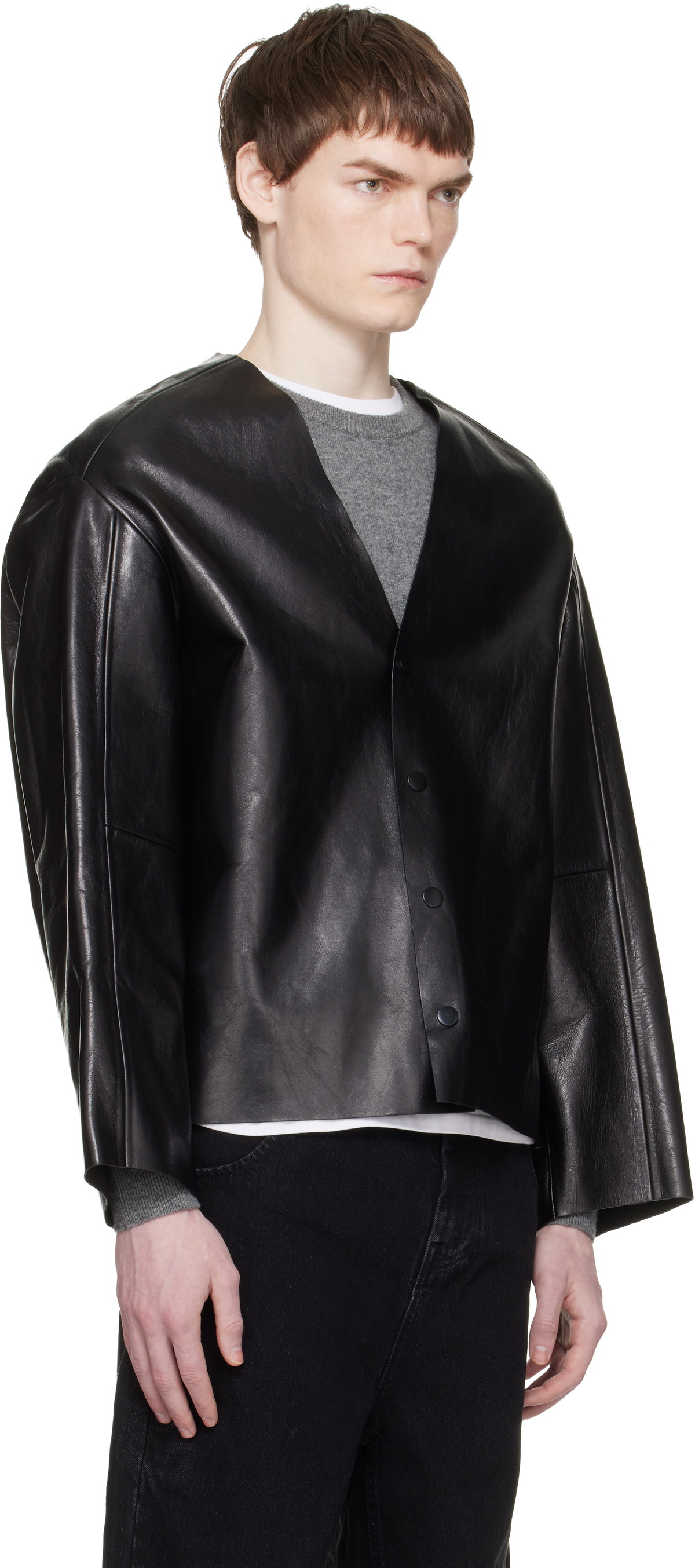 Entire Studios Black Minimal Leather Jacket
