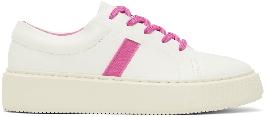 Photo: GANNI White & Pink Sporty Mix Cupsole Sneakers