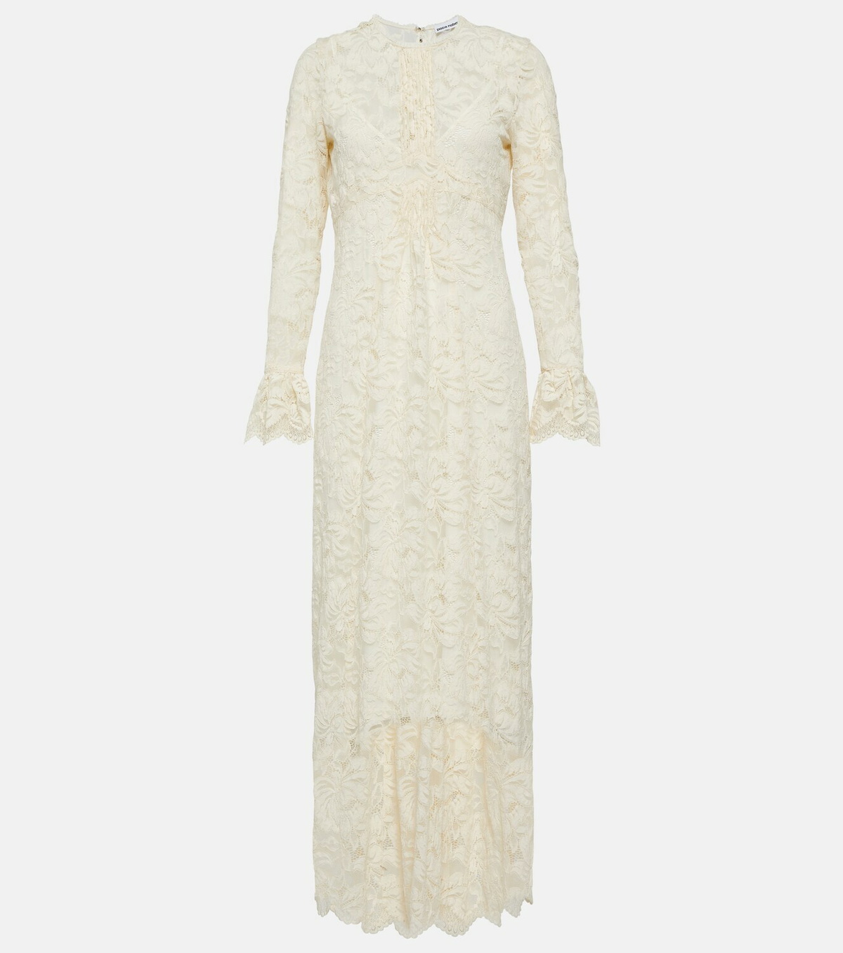 paco rabanne stretch-lace maxi dress Lace-trimmed maxi dress in white - Rabanne