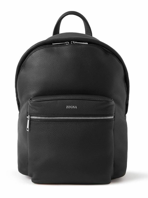 Photo: Zegna - Logo-Appliquéd Full-Grain Leather Backpack