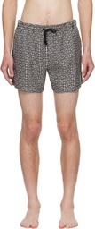 Balmain Beige & Black Monogram Swim Shorts