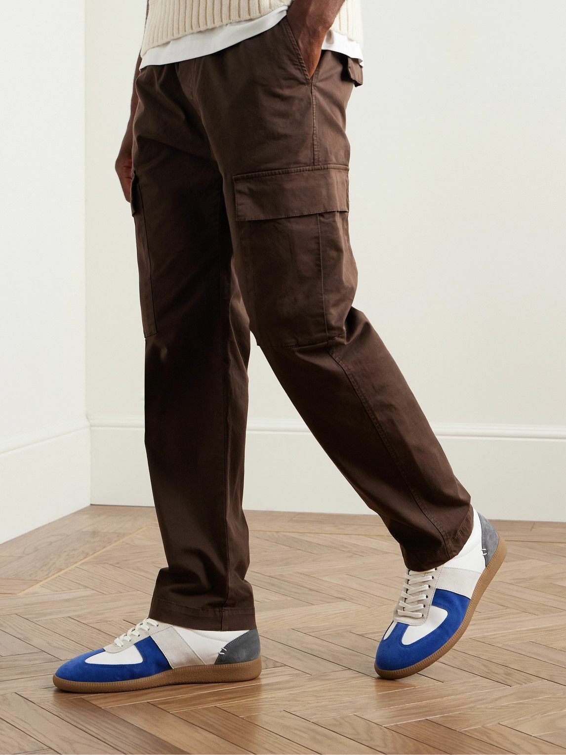 Mr P. - Ansel Colour-Block Suede and Leather Sneakers - Blue