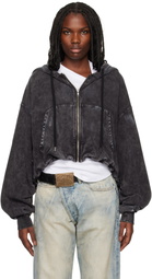 R13 Black Balloon Zip-Up Hoodie