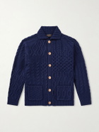 Beams Plus - Alan Patchwork Cable-Knit Wool Cardigan - Blue