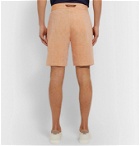 Sease - Sunset Suede-Trimmed Linen Shorts - Orange