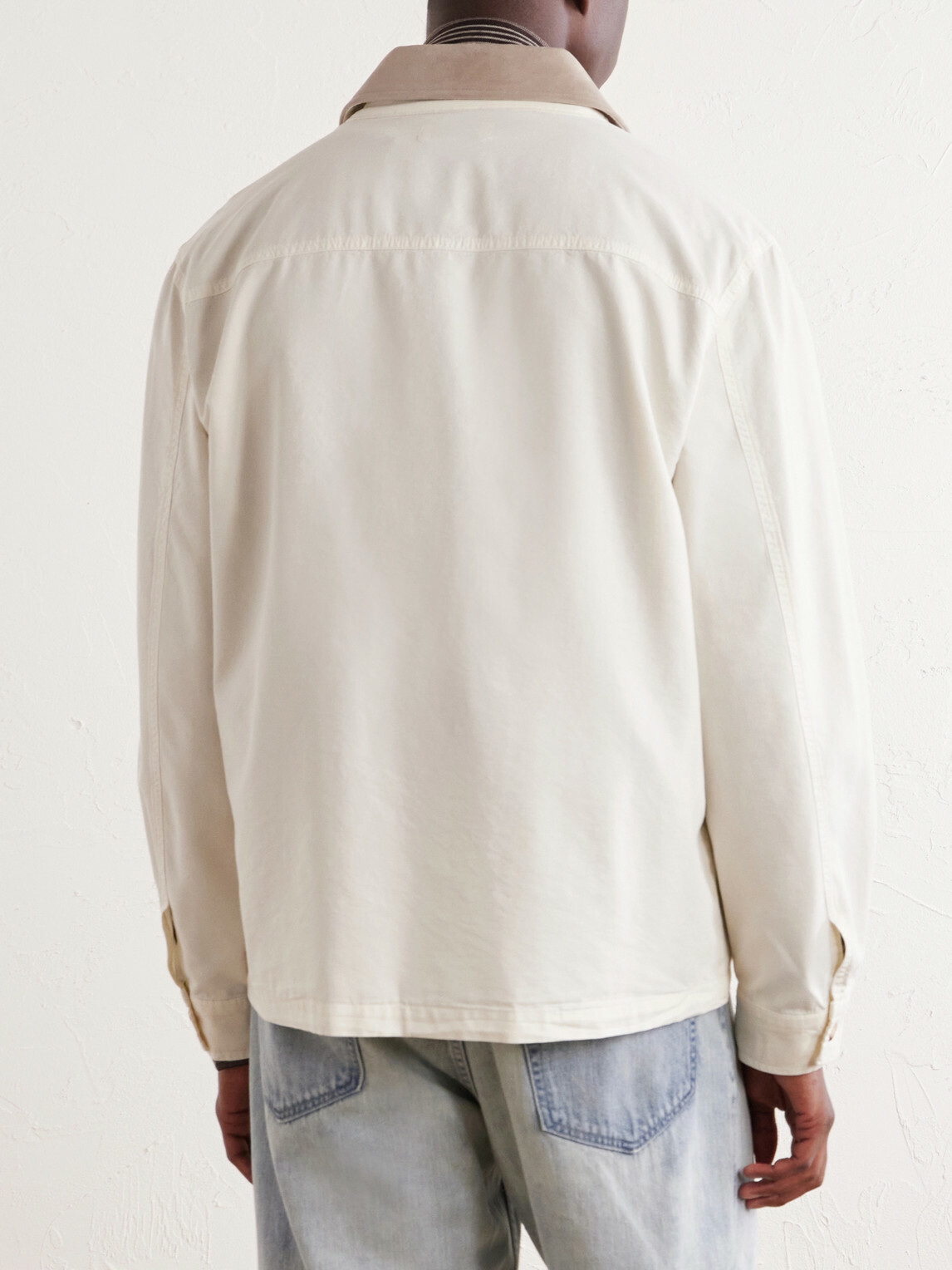 FRAME - Suede-Trimmed Cotton-Blend Jacket - White