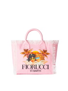 MC2 Saint Barth Colette Pink Cotton Canvas Handbag With Fiorucci Angels Print | Fiorucci Special Edition