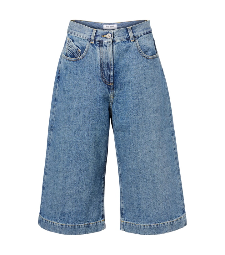 Photo: The Attico Denim wide-leg Bermuda shorts
