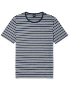 HUGO BOSS - Striped Mélange Cotton and Linen-Blend Jersey T-Shirt - Gray