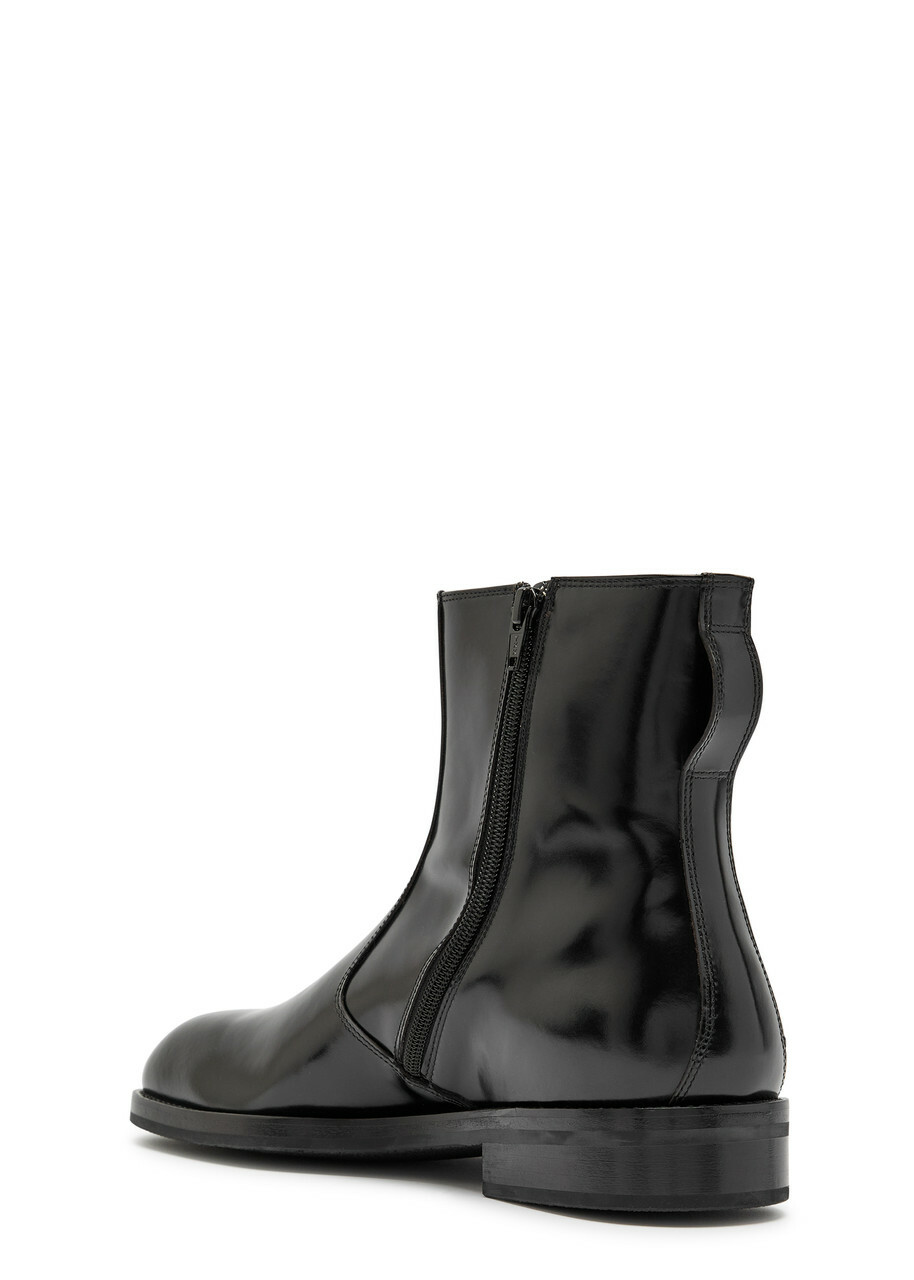 Lemaire Glossed Leather Ankle Boots Black
