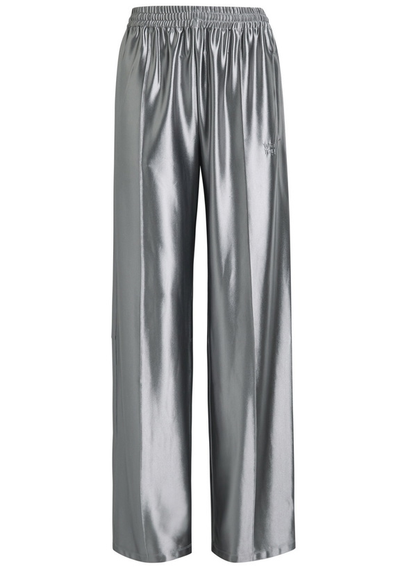 Photo: Alexanderwang.t Relaxed Logo-embroidered Satin Track Pants Silver