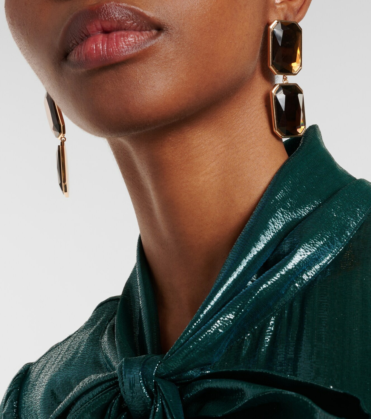 Self-Portrait Amber gold-plated drop earrings