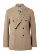 Brioni - Soffio Double-Breasted Silk-Twill Blazer - Neutrals