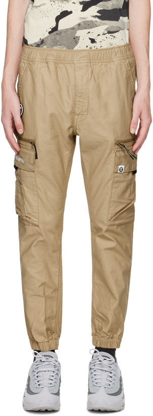 Photo: AAPE by A Bathing Ape Beige Embroidered Cargo Pants