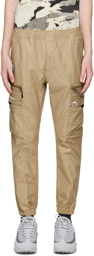 AAPE by A Bathing Ape Beige Embroidered Cargo Pants