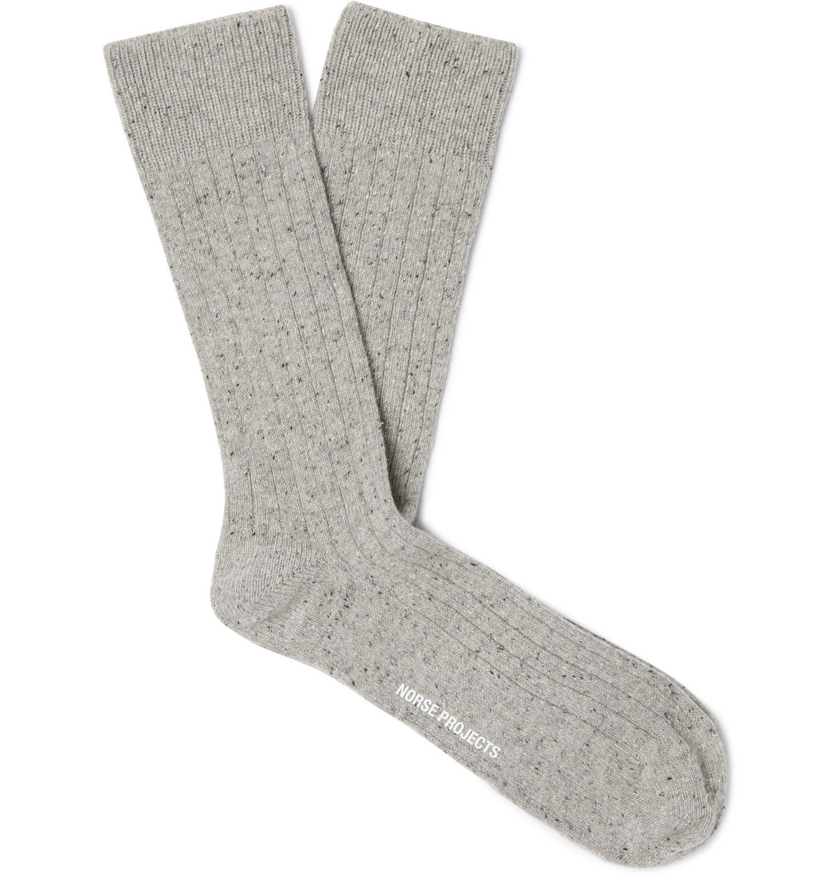 Norse Projects - Bjarki Neps Ribbed Mélange Wool-Blend Socks - Gray ...