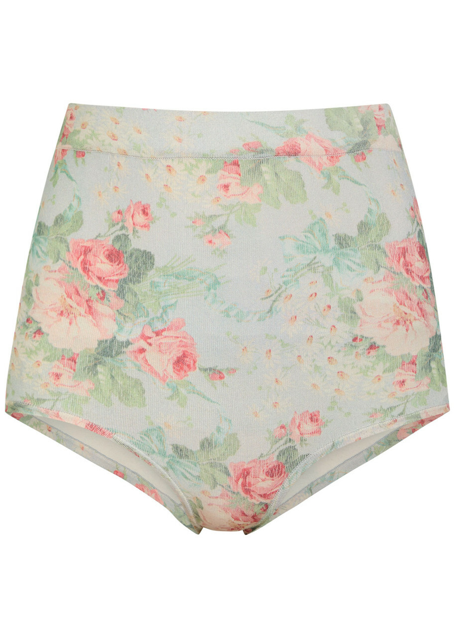 Simone Rocha Floral-print Stretch-knit Briefs Multi Floral