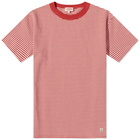 Armor-Lux Men's 79643 Fine Stripe T-Shirt in Cranberry/Milk