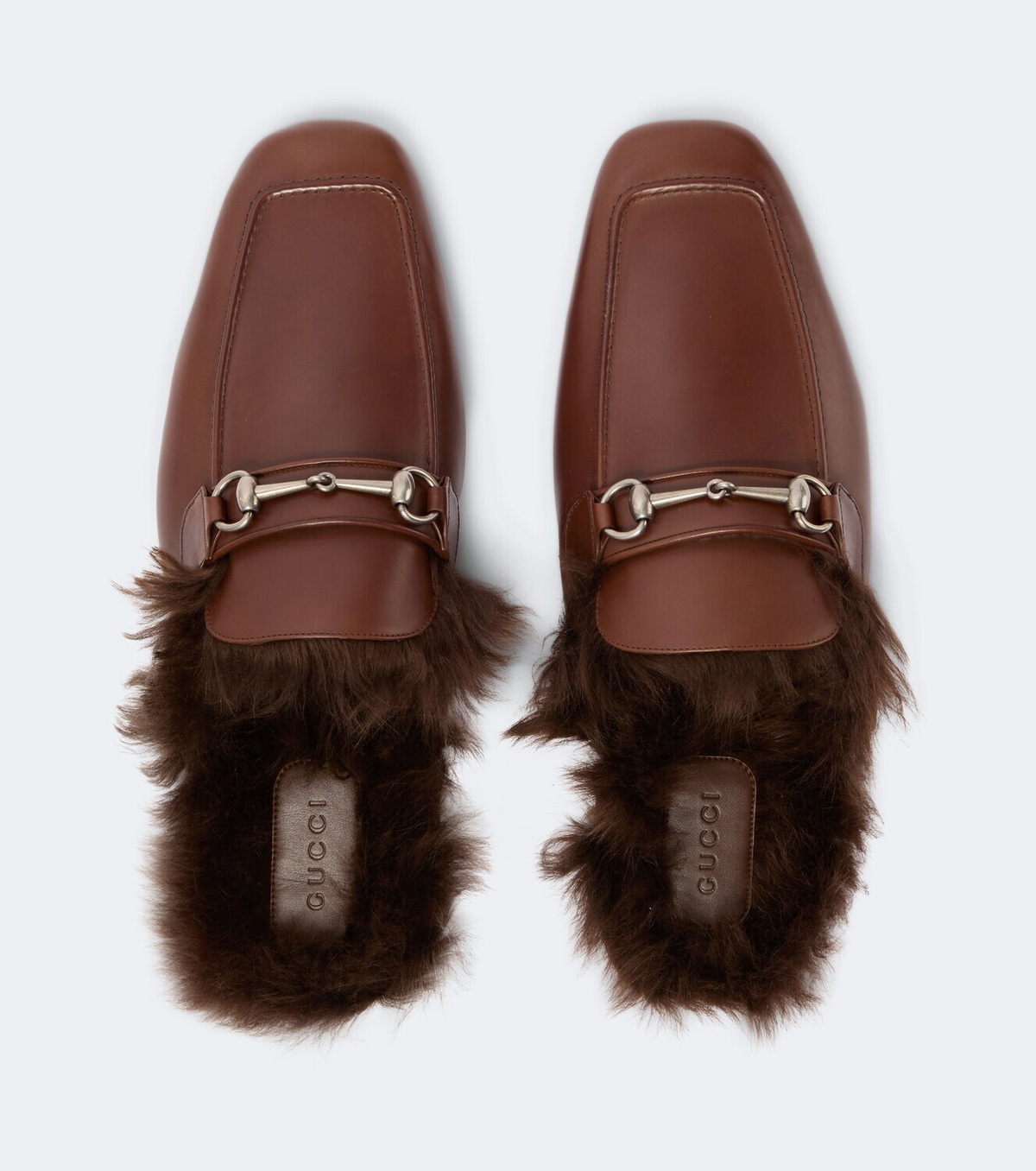 Gucci Horsebit shearling-lined leather mules