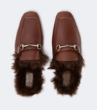 Gucci Horsebit shearling-lined leather mules
