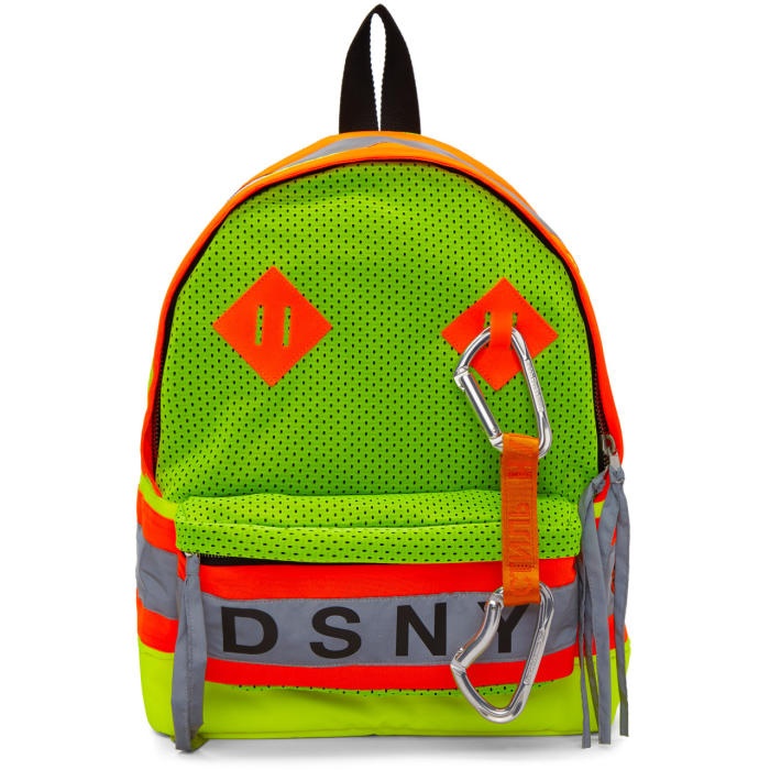 Photo: Heron Preston Yellow and Orange DSNY Edition Backpack