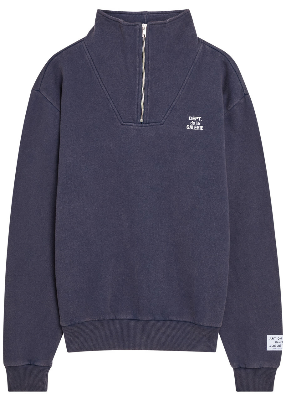Gallery Dept. Logo Half-zip Cotton Sweatshirt Navy