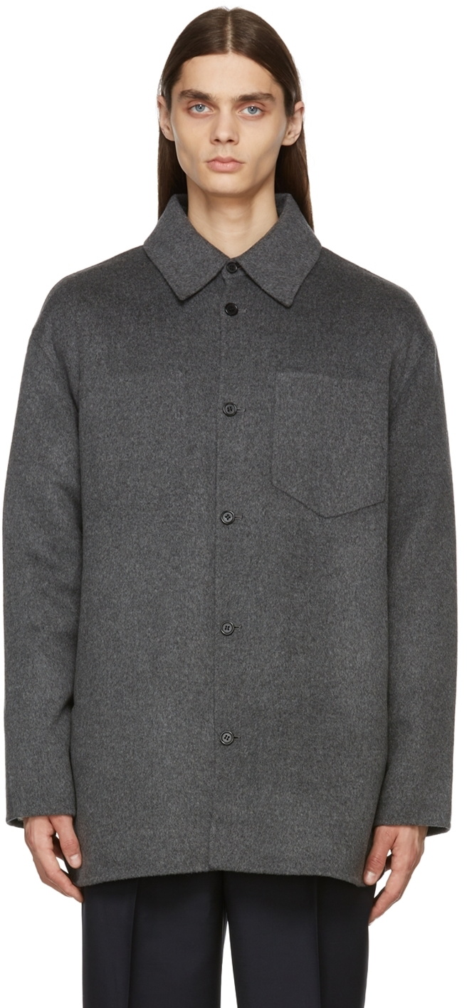 Acne Studios Grey Brushed Double Face Shirt Jacket Acne Studios