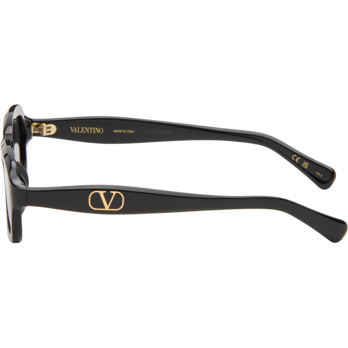 Valentino Black Rectangular Acetate Sunglasses