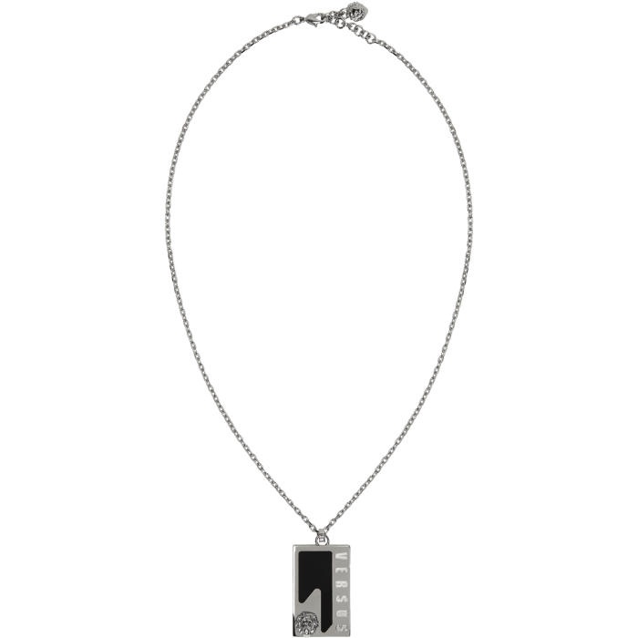 Photo: Versus Silver and Black Dog Tag Necklace