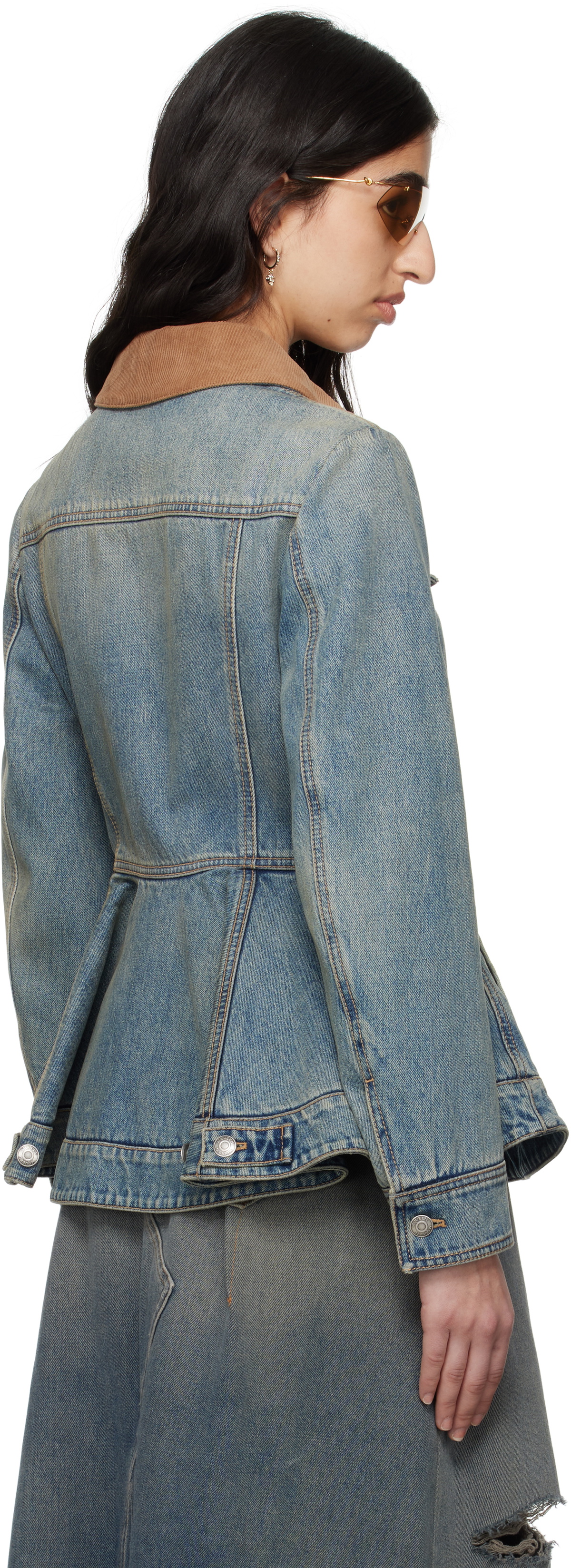 McQueen Blue Peplum Denim Jacket