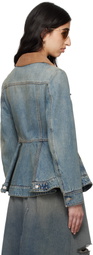 McQueen Blue Peplum Denim Jacket