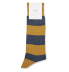 Mr P. - Striped Mélange Cotton-Blend Socks - Yellow