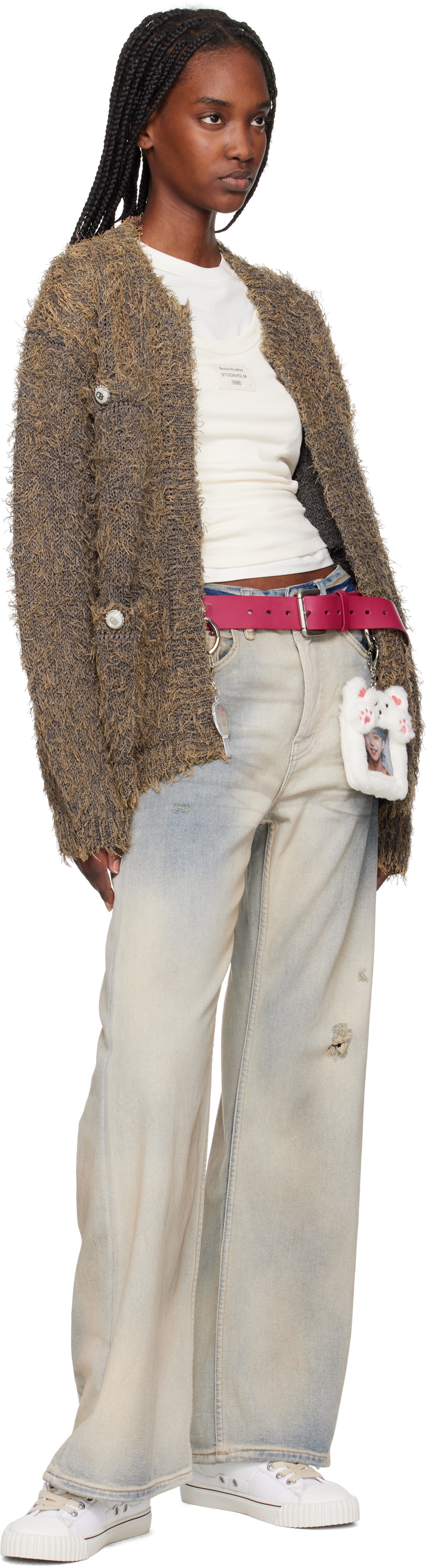 doublet Gray Tweed Knit Cardigan