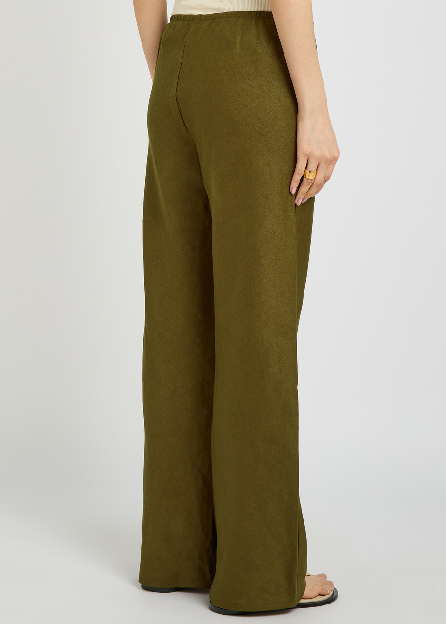 Reformation Gale Straight-leg Linen Trousers Khaki