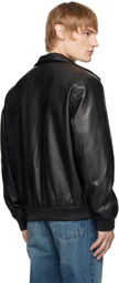 Hugo Black Stacked Logo Faux-Leather Jacket