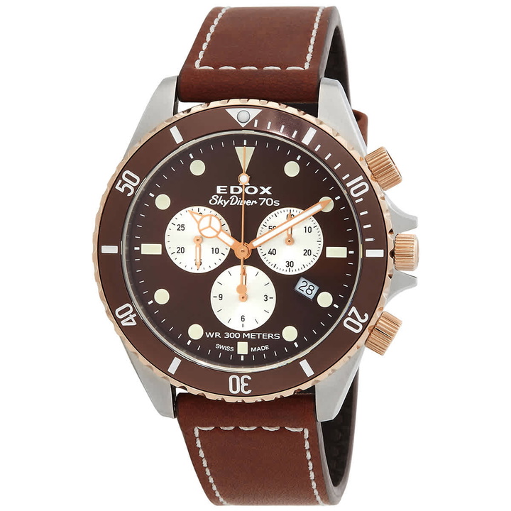 Photo: Edox Skydiver Chronograph Quartz Brown Dial Watch 10238 357RBRC BRIA