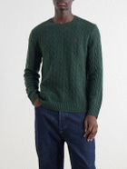 Polo Ralph Lauren - Logo-Embroidered Cable-Knit Wool and Cashmere-Blend Sweater - Green