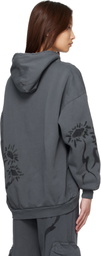 Collina Strada Gray 'Charcoal Daisies' Round Hem Hoodie