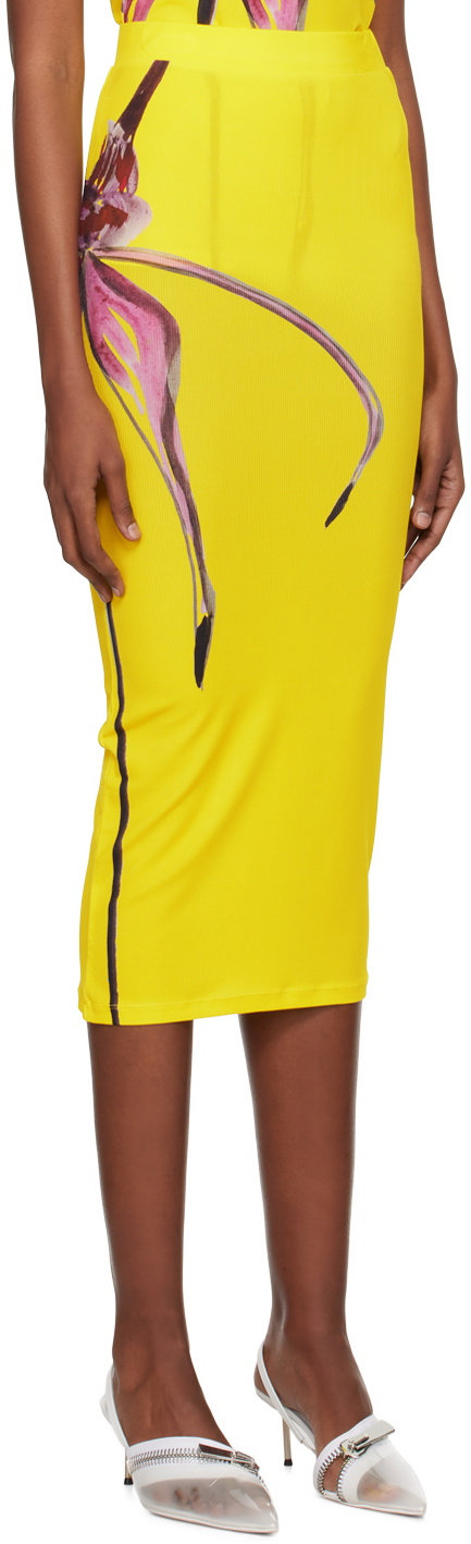 Louisa Ballou Yellow Graphic Midi Skirt