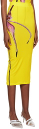 Louisa Ballou Yellow Graphic Midi Skirt