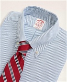 Brooks Brothers Men's Traditional Fit American-Made Oxford Cloth Button-Down Stripe Dress Shirt | Blue