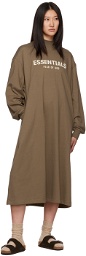 Essentials Brown Long Sleeve Midi Dress