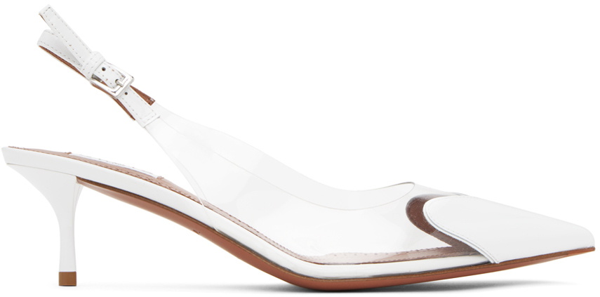 ALAÏA White Heart Slingback Heels ALAÏA