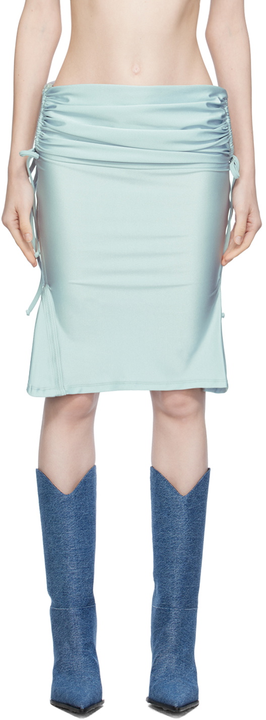 Emily Watson Blue Fluted Pencil Midi Skirt