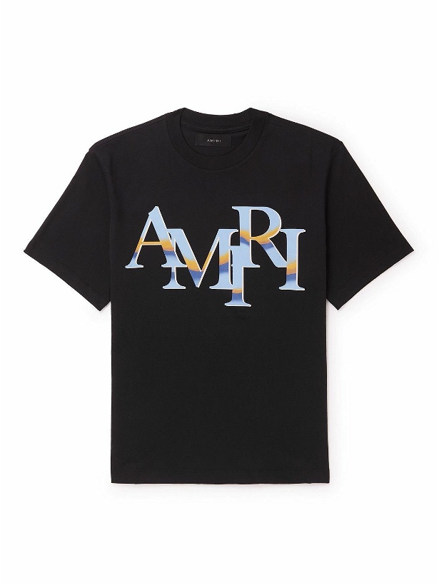 Photo: AMIRI - Staggered Logo-Print Cotton-Jersey T-Shirt - Black