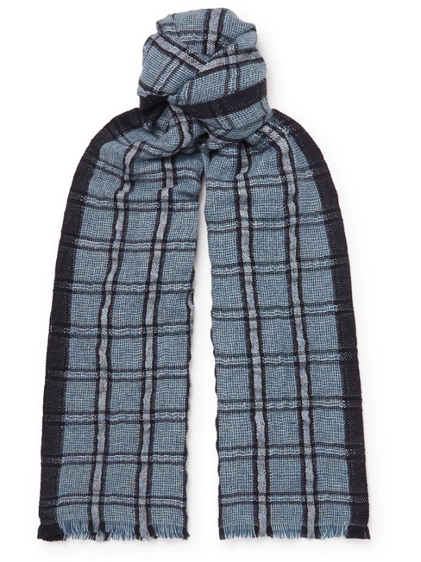 Photo: LORO PIANA - Checked Linen and Cashmere-Blend Tweed Scarf - Multi