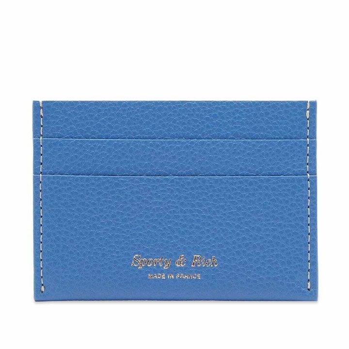Photo: Sporty & Rich Grained Leather Card Holder in Ocean