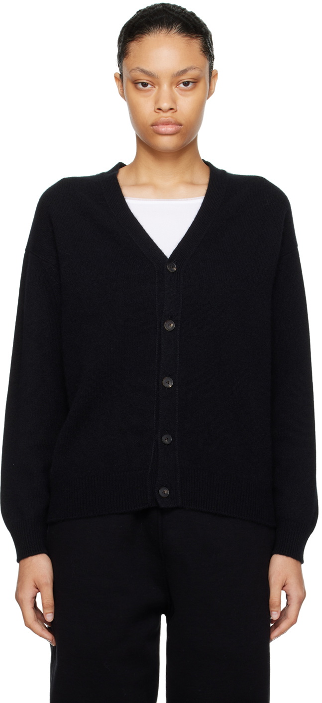 AURALEE Black Y-Neck Cardigan Auralee AURALEE Black Y-Neck Cardigan Auralee