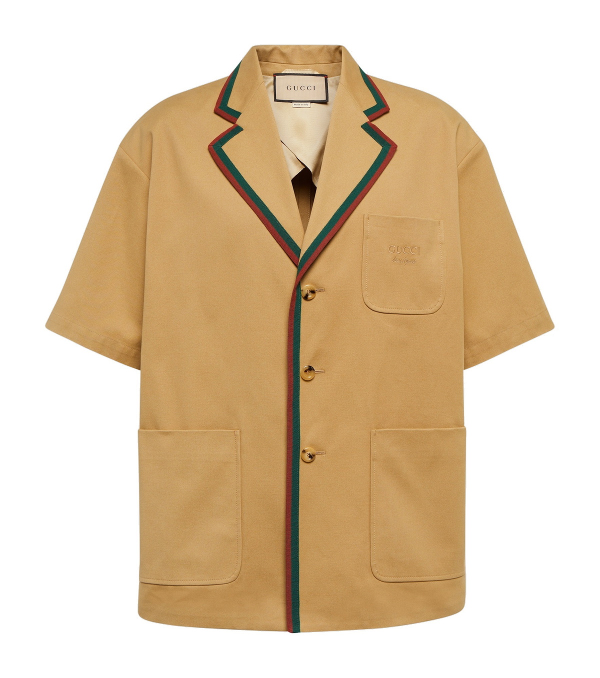 シャツ GUCCI GG BOWLING SHIRT GG Canvas linen-blend bowling shirt in beige - Gucci | Mytheresa