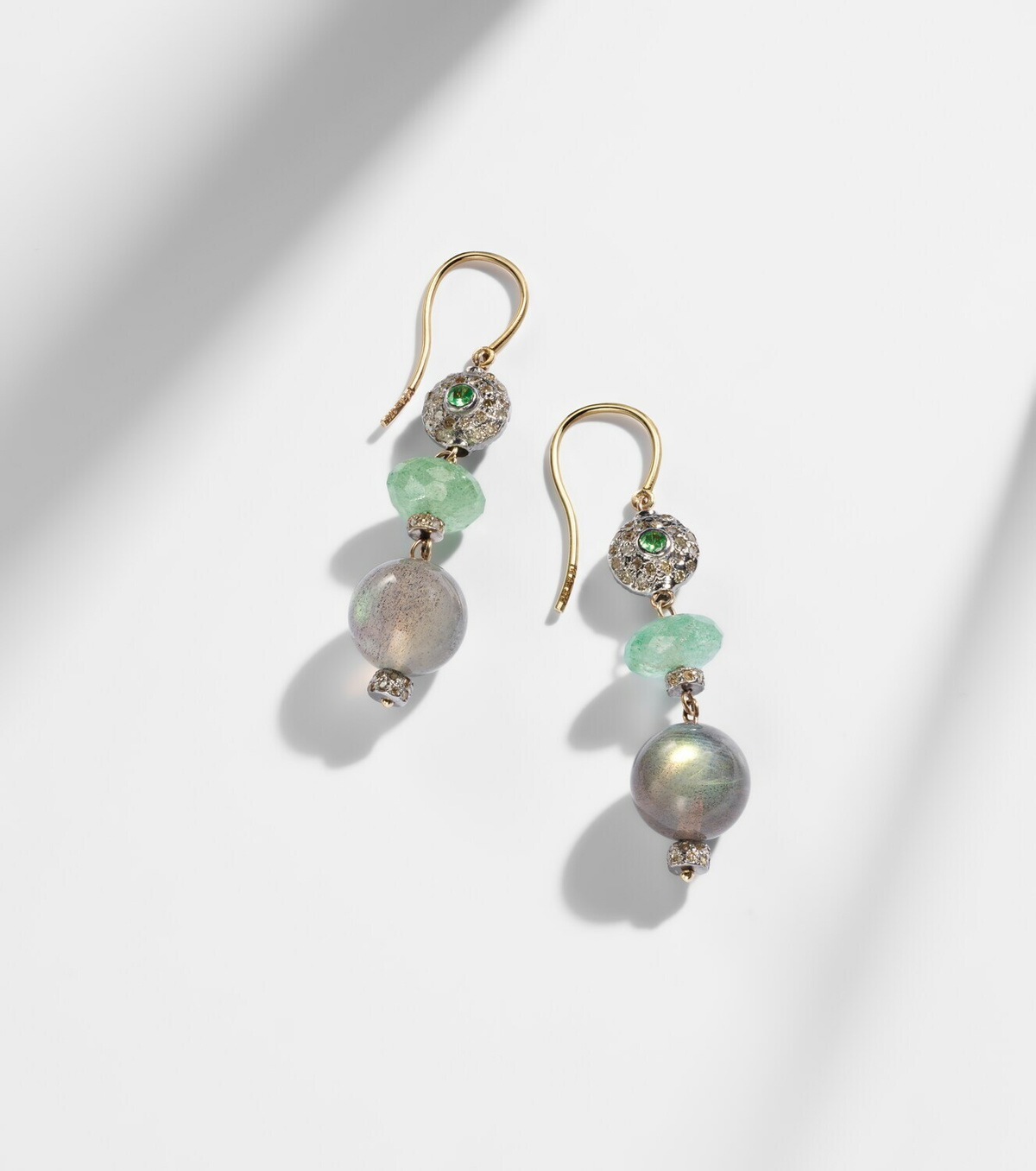 Ileana Makri 9kt gold (375/1000) and sterling silver (925) earrings with gemstones